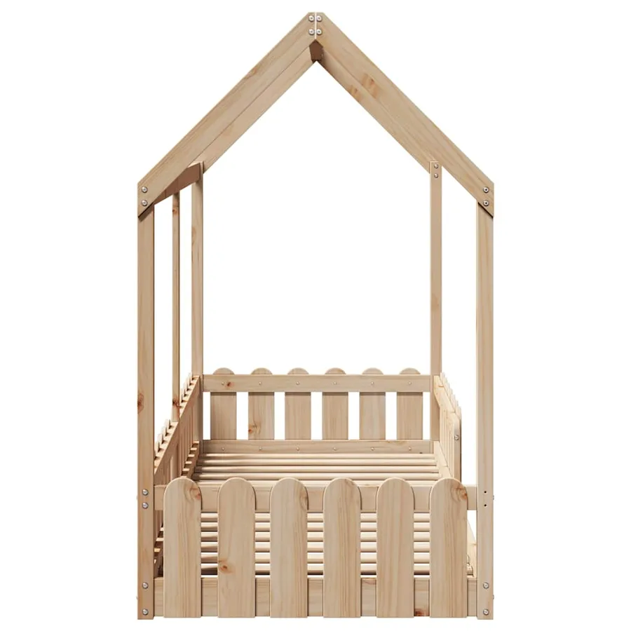 Cadre de lit d'enfants forme de maison sans matelas pin massif - 5