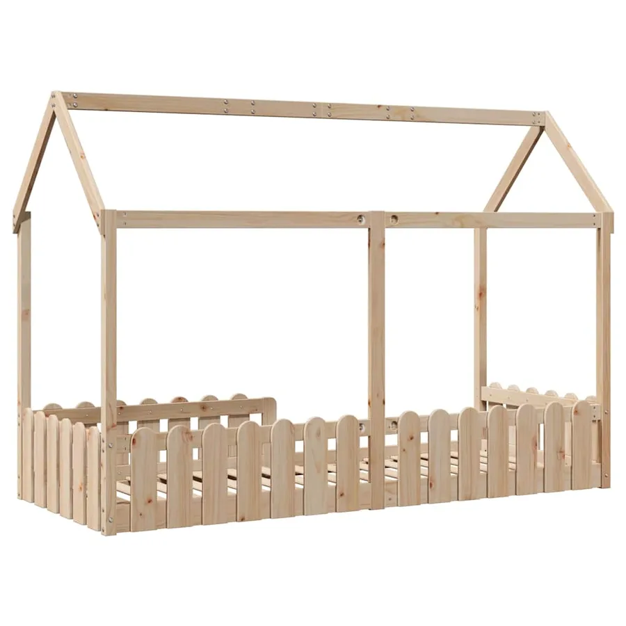 Cadre de lit d'enfants forme de maison sans matelas pin massif - 6
