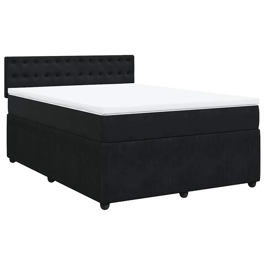 Sommier à lattes de lit avec matelas Noir 140x200 cm Velours - 3