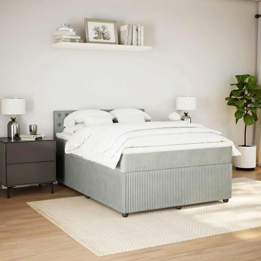 Sommier à lattes de lit et matelas Gris clair 140x200cm Velours - 5