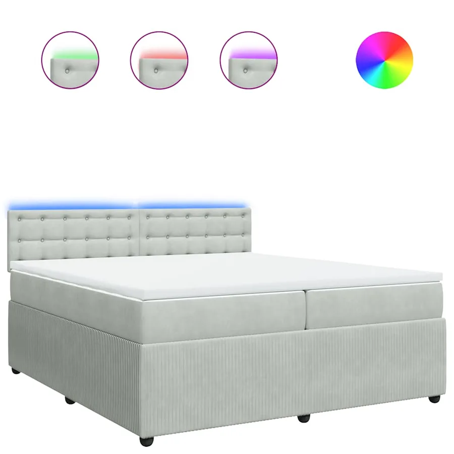 Sommier à lattes de lit et matelas Gris clair 200x200cm Velours - 2