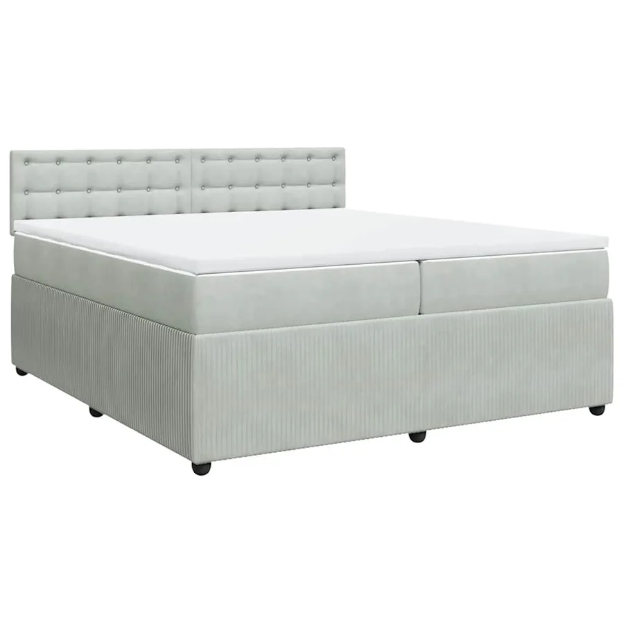Sommier à lattes de lit et matelas Gris clair 200x200cm Velours - 3