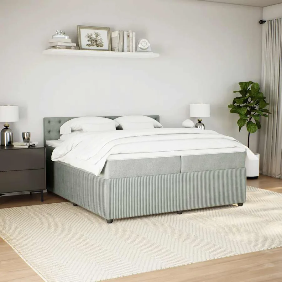 Sommier à lattes de lit et matelas Gris clair 200x200cm Velours - 4
