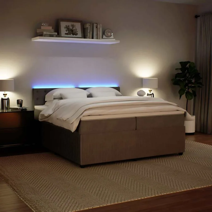 Sommier à lattes de lit et matelas Gris clair 200x200cm Velours - 5