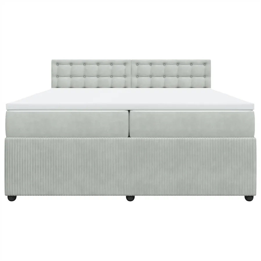 Sommier à lattes de lit et matelas Gris clair 200x200cm Velours - 6