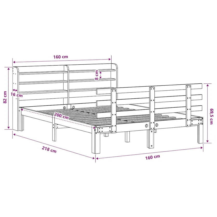 Cadre de lit et tête de lit sans matelas cire marron 150x200 cm - 11