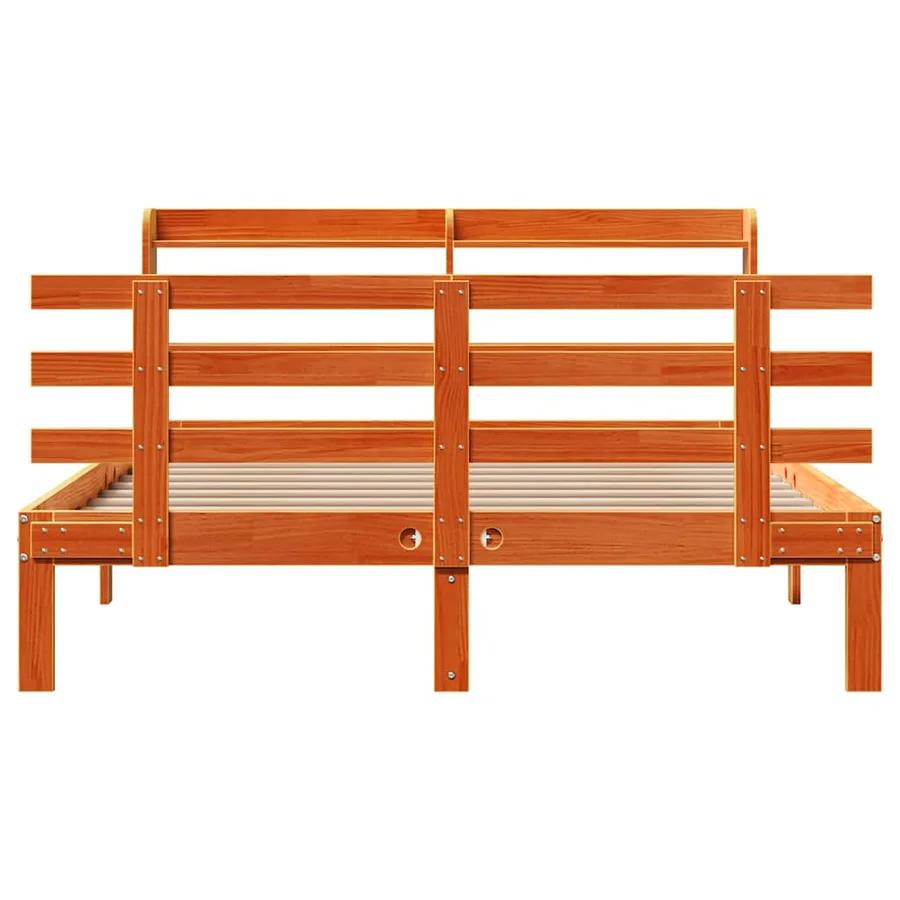 Cadre de lit et tête de lit sans matelas cire marron 150x200 cm - 5