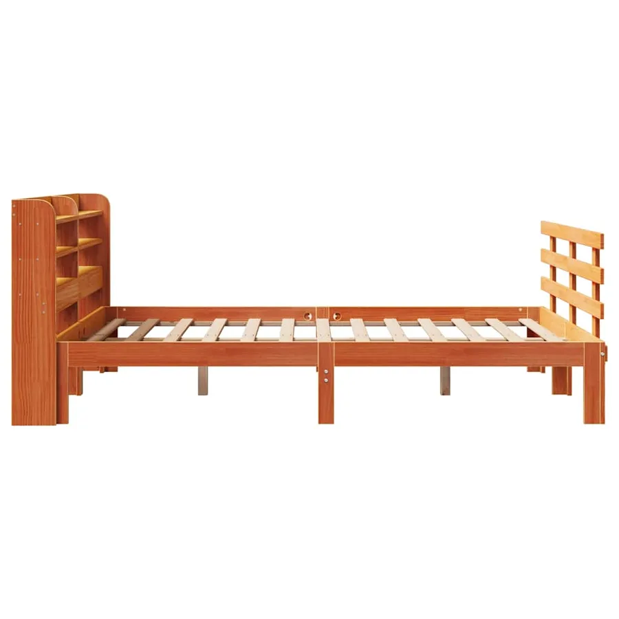 Cadre de lit et tête de lit sans matelas cire marron 150x200 cm - 7