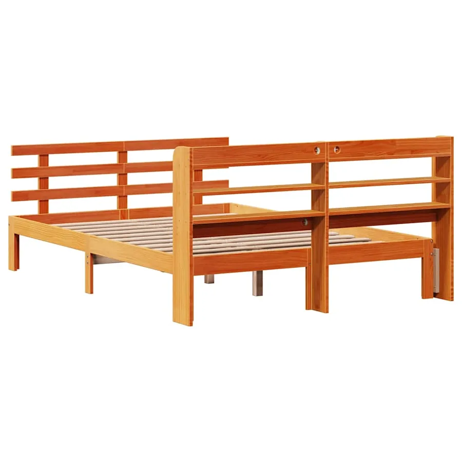 Cadre de lit et tête de lit sans matelas cire marron 150x200 cm - 8