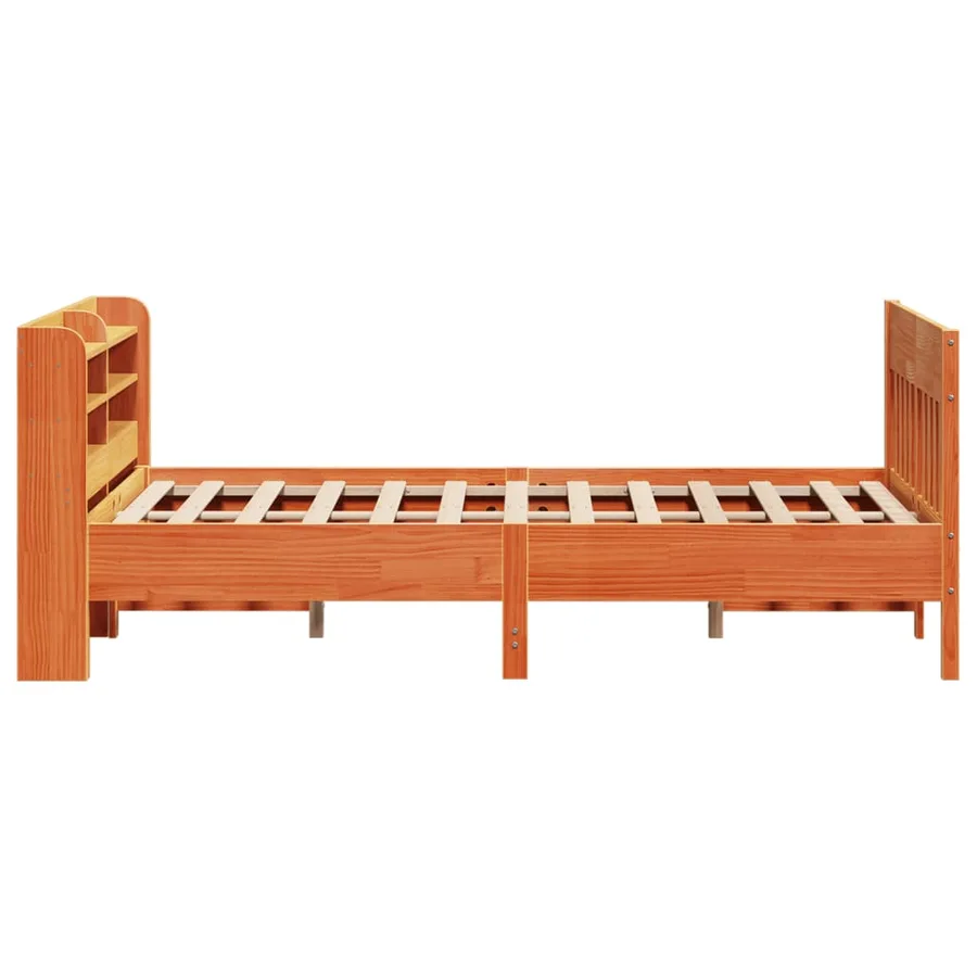 Cadre de lit sans matelas cire marron 135x190cm bois pin massif - 5