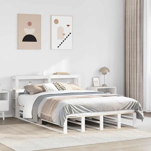 Cadre de lit sans matelas blanc 120x200 cm bois de pin massif