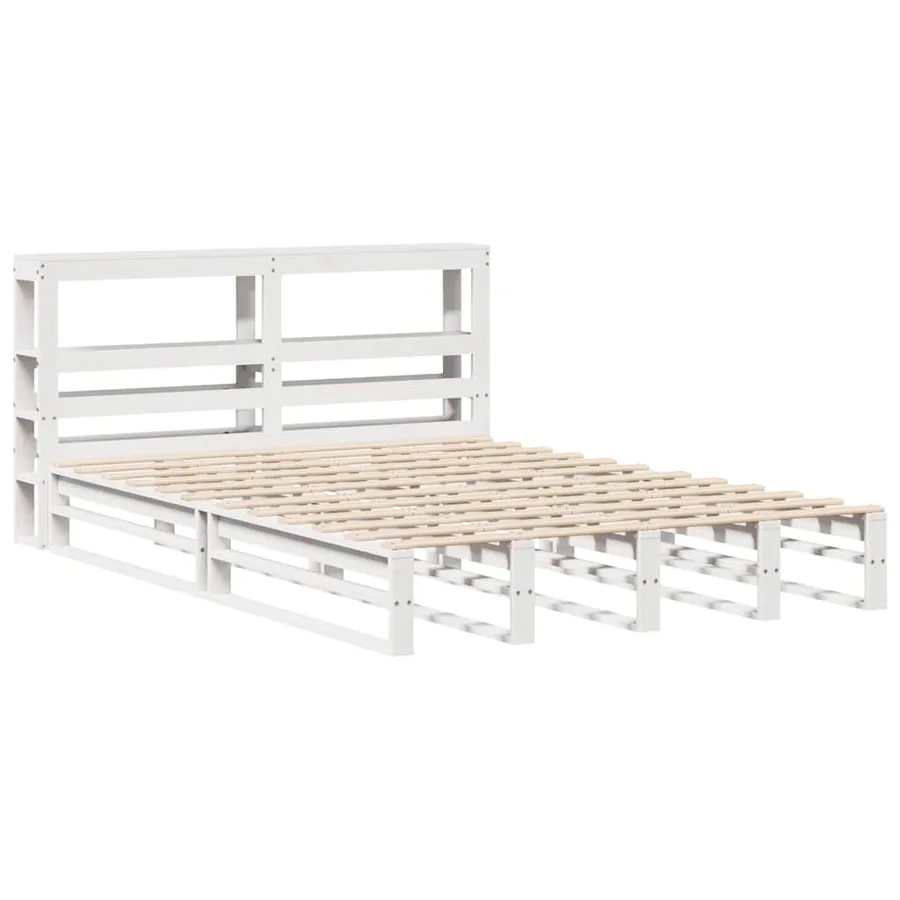 Cadre de lit sans matelas blanc 120x200 cm bois de pin massif - 3
