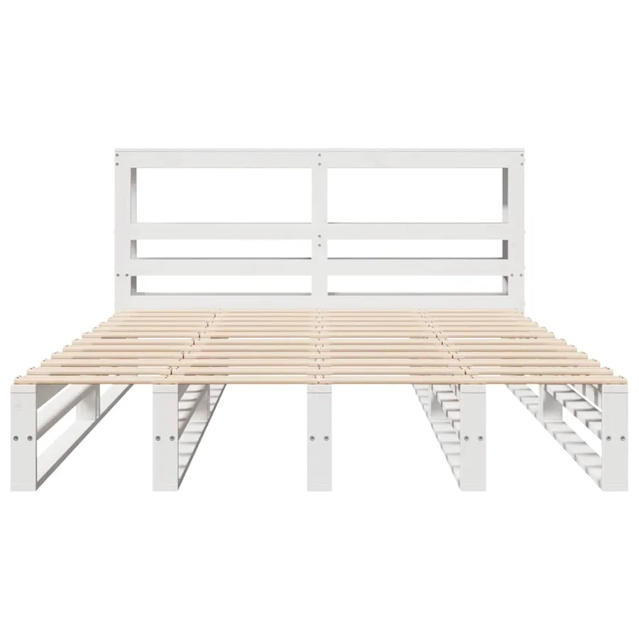 Cadre de lit sans matelas blanc 120x200 cm bois de pin massif - 4