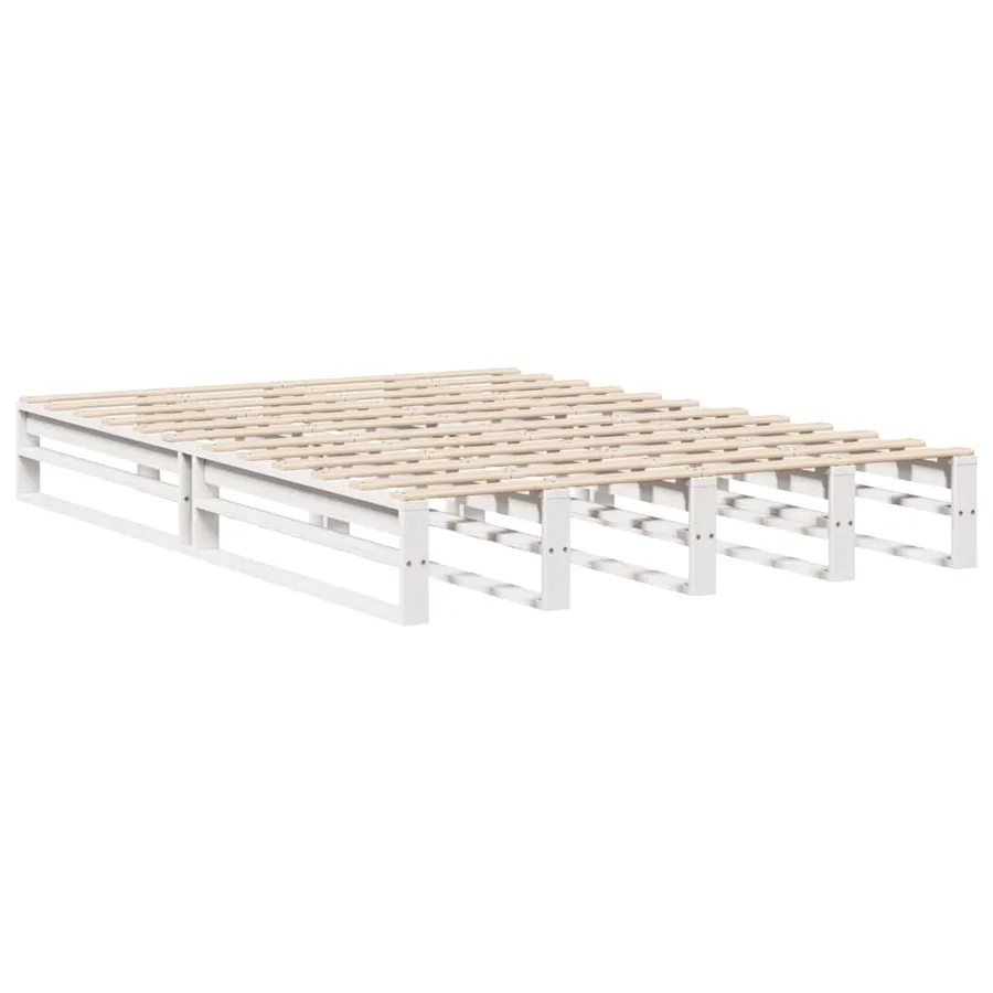 Cadre de lit sans matelas blanc 120x200 cm bois de pin massif - 5