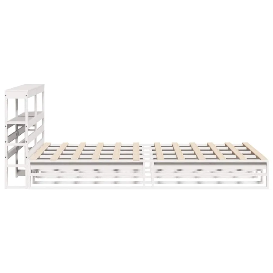 Cadre de lit sans matelas blanc 120x200 cm bois de pin massif - 7