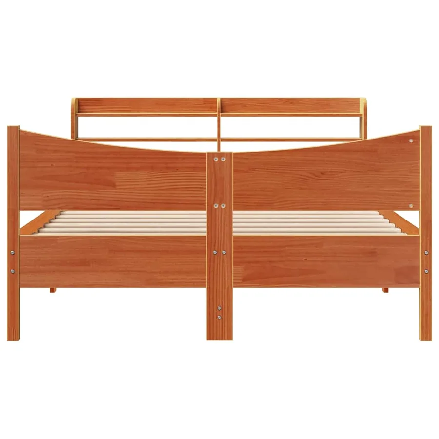 Cadre de lit et tête de lit cire marron 150x200 cm bois de pin - 4
