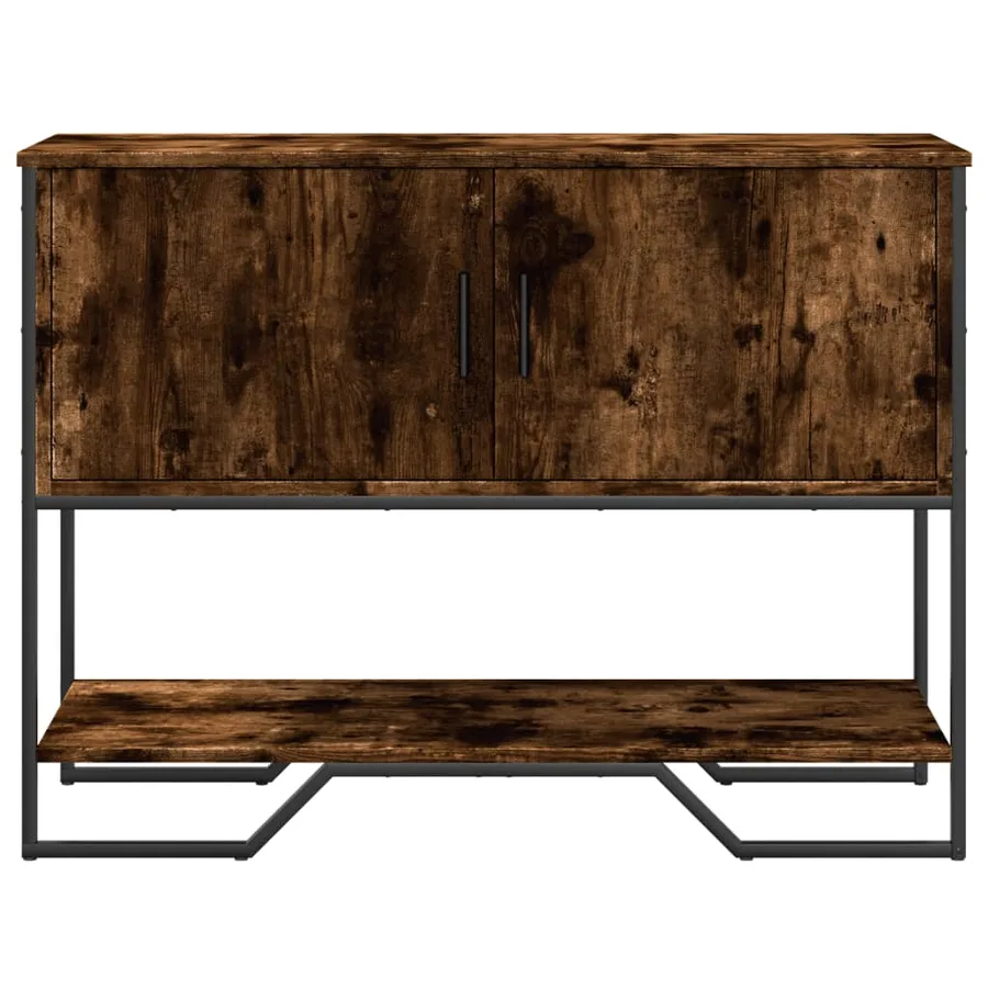Table console chêne fumé 100x35x74,5 cm bois d'ingénierie - 4