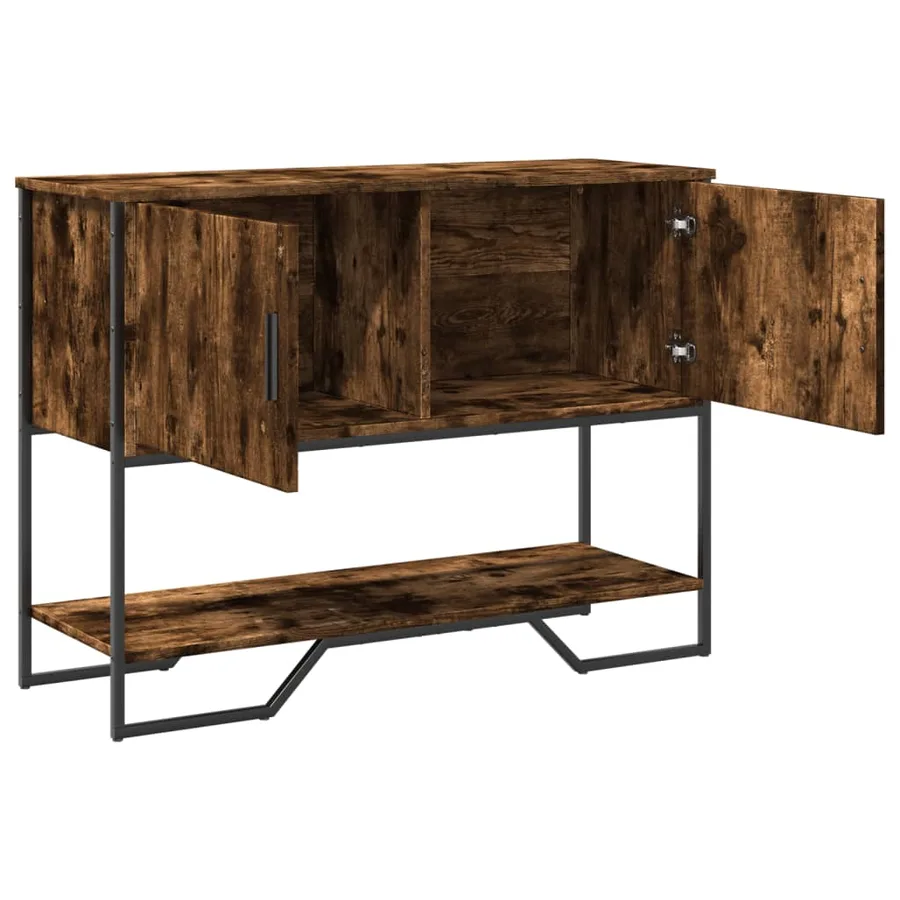 Table console chêne fumé 100x35x74,5 cm bois d'ingénierie - 5