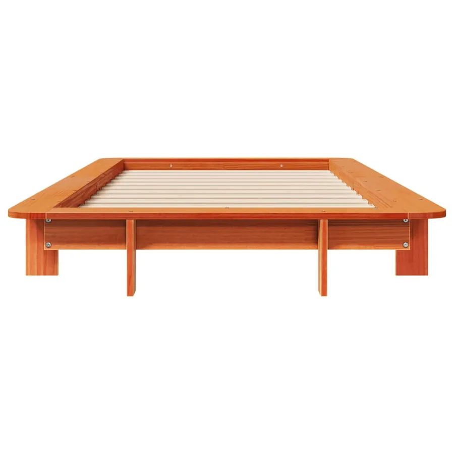 Cadre de lit sans matelas cire marron 90x190 cm bois pin massif - 4