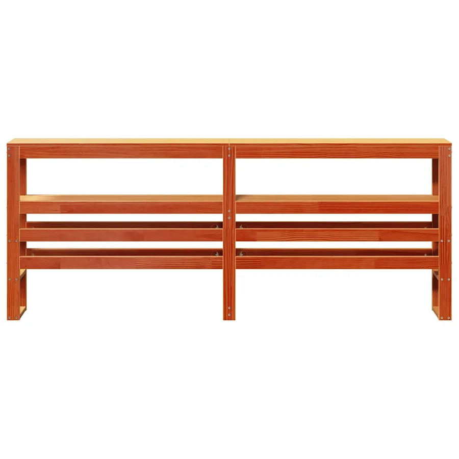 Tête de lit avec étagères marron cire 200 cm bois massif de pin - 3