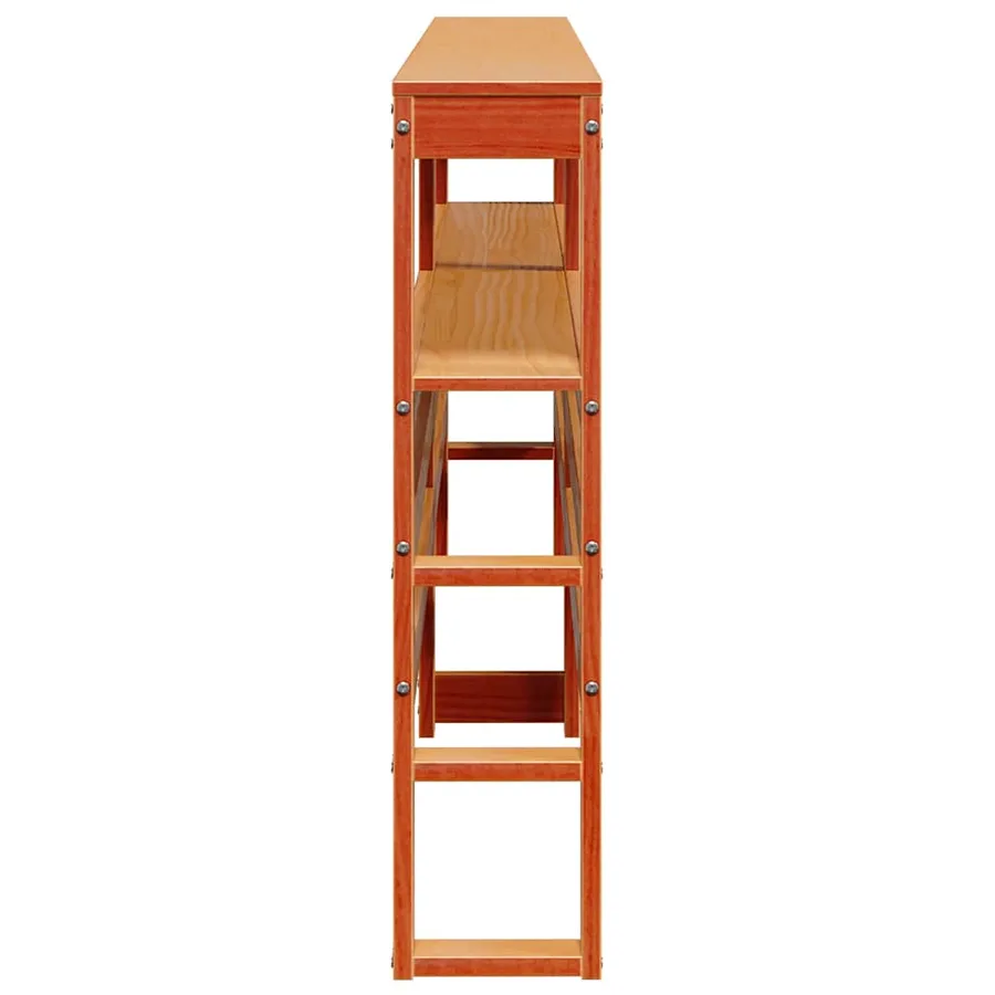 Tête de lit avec étagères marron cire 200 cm bois massif de pin - 5
