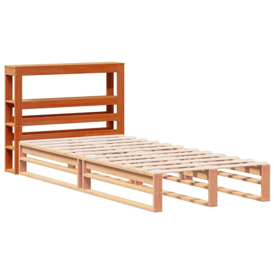 Tête de lit avec étagères marron cire 100 cm bois massif de pin - 4