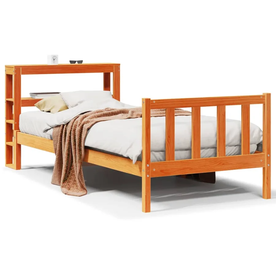 Cadre de lit et tête de lit sans matelas cire marron 100x200 cm - 2