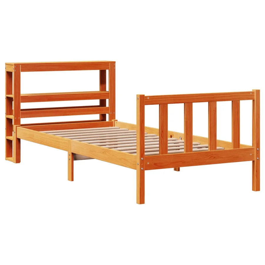 Cadre de lit et tête de lit sans matelas cire marron 100x200 cm - 3