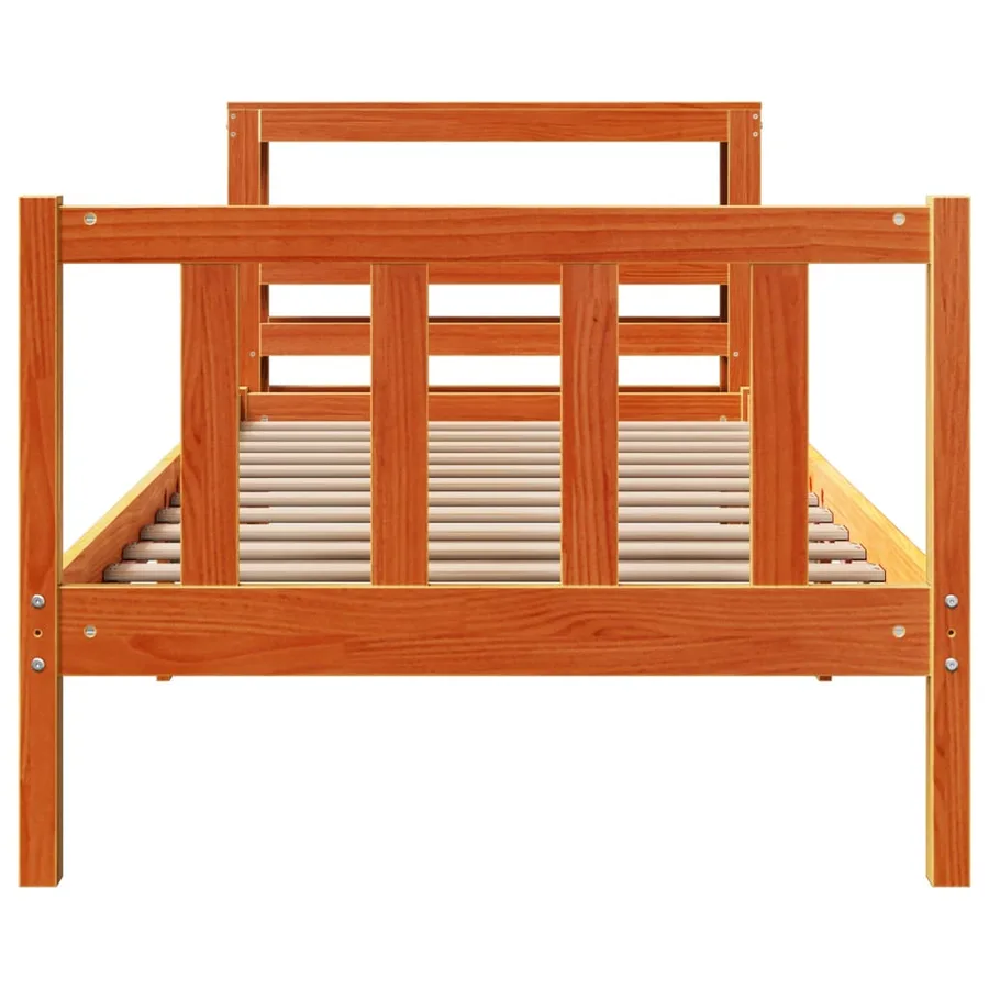 Cadre de lit et tête de lit sans matelas cire marron 100x200 cm - 4