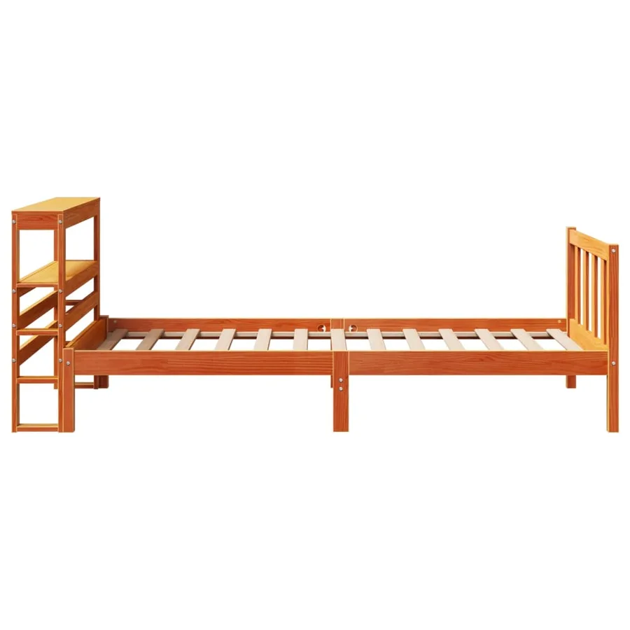 Cadre de lit et tête de lit sans matelas cire marron 100x200 cm - 5