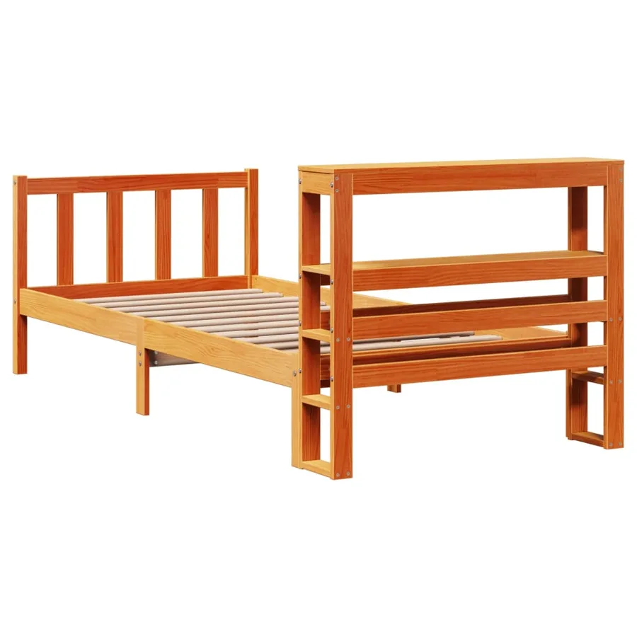 Cadre de lit et tête de lit sans matelas cire marron 100x200 cm - 6