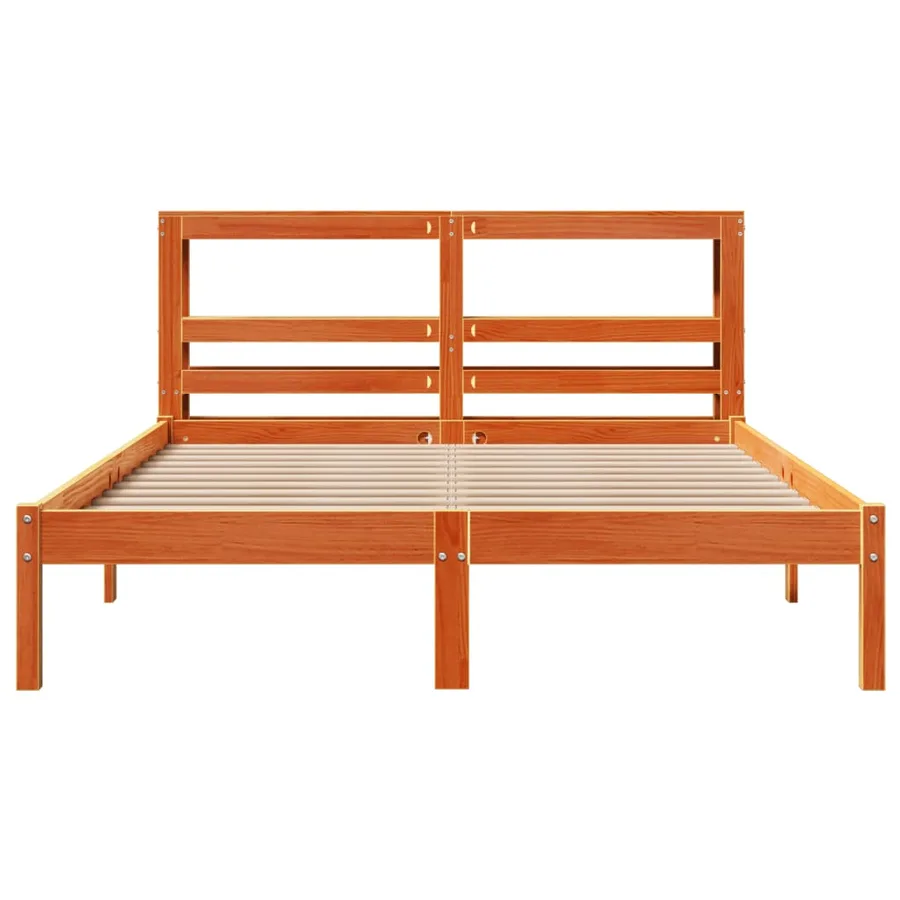 Cadre de lit et tête de lit sans matelas cire marron 160x200 cm - 4