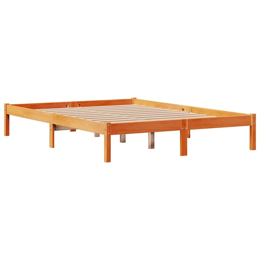 Cadre de lit et tête de lit sans matelas cire marron 160x200 cm - 8