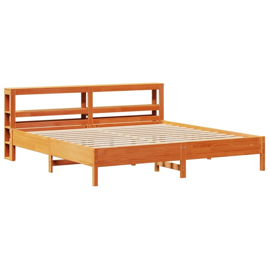 Cadre de lit sans matelas cire marron 200x200cm bois pin massif - 3