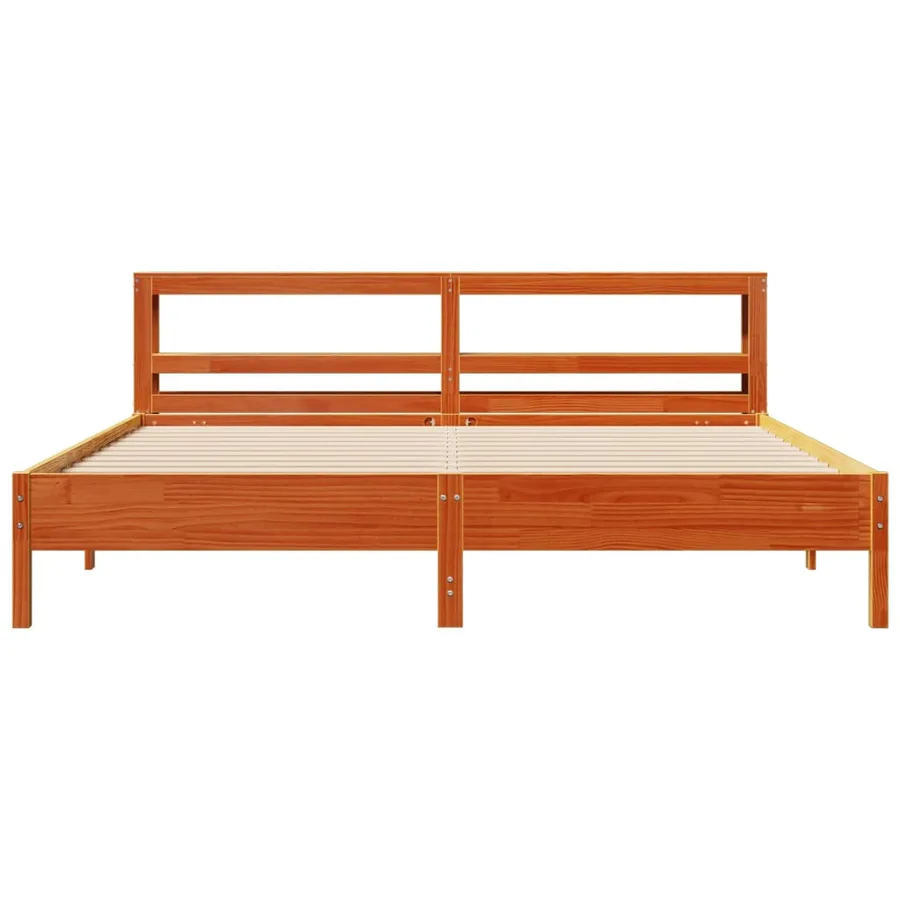 Cadre de lit sans matelas cire marron 200x200cm bois pin massif - 4