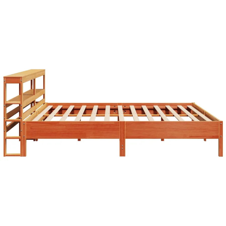 Cadre de lit sans matelas cire marron 200x200cm bois pin massif - 5