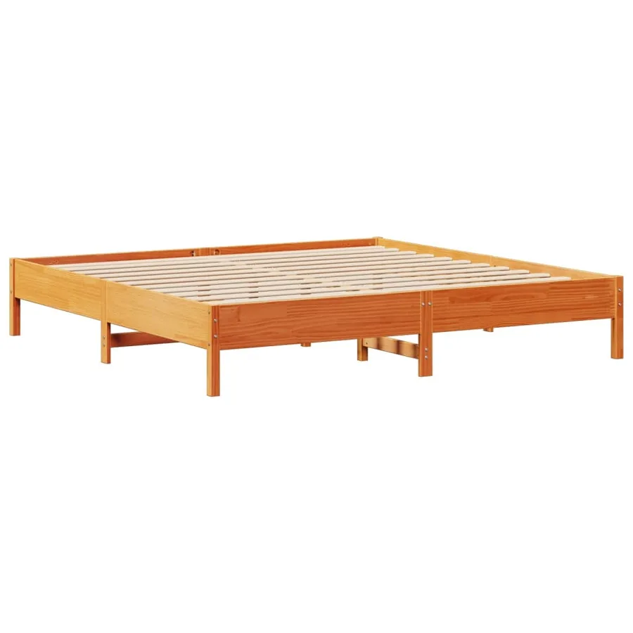 Cadre de lit sans matelas cire marron 200x200cm bois pin massif - 7