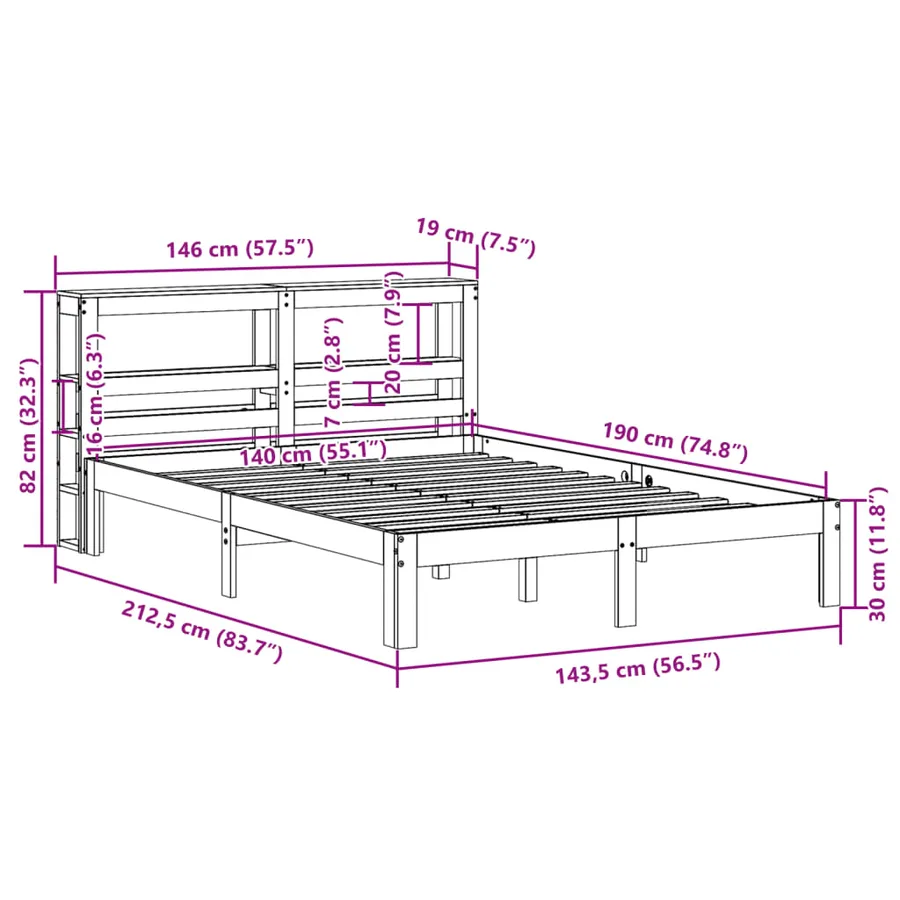 Cadre de lit avec tête de lit sans matelas 140x190 cm - 11