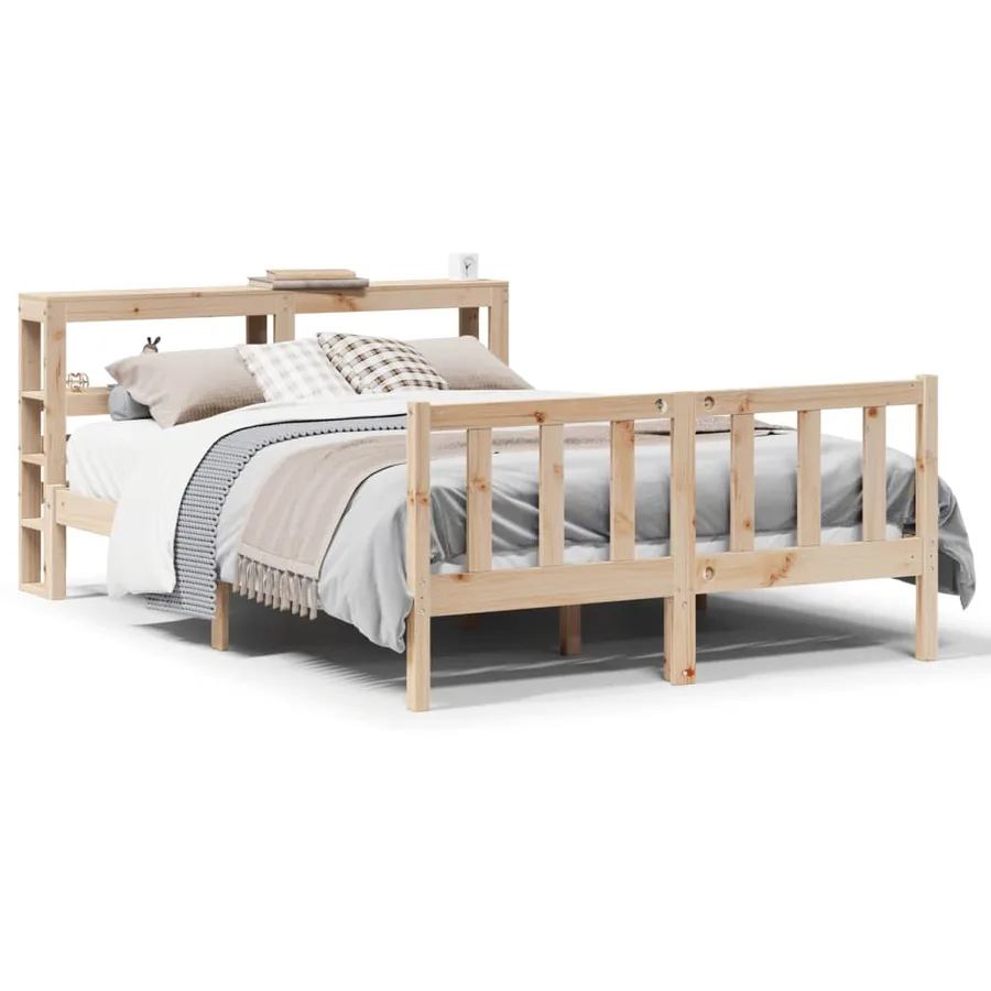 Cadre de lit sans matelas 140x200 cm bois massif de pin - 2