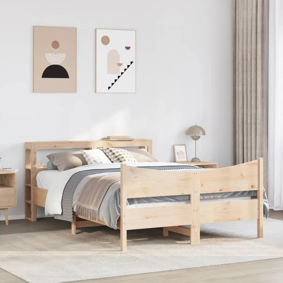 Cadre de lit avec tête de lit 140x190 cm bois de pin massif - 3