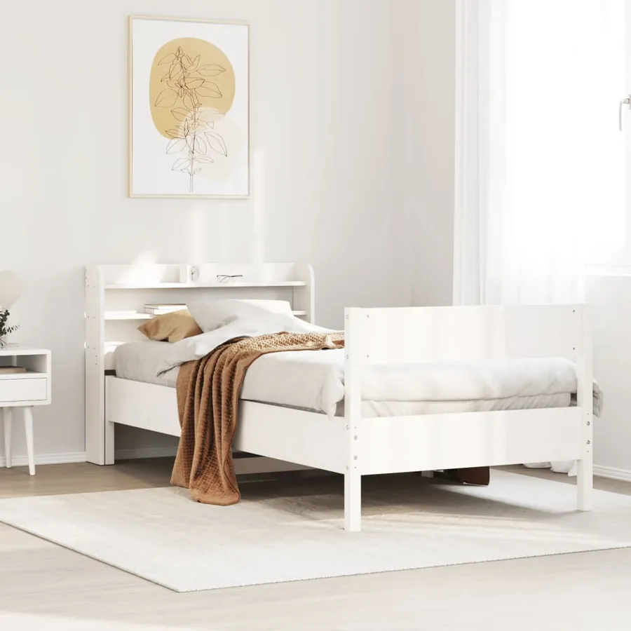 Cadre de lit sans matelas blanc 90x190 cm bois de pin massif