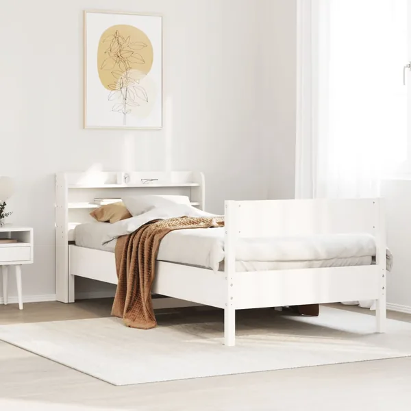 Cadre de lit sans matelas blanc 90x190 cm bois de pin massif