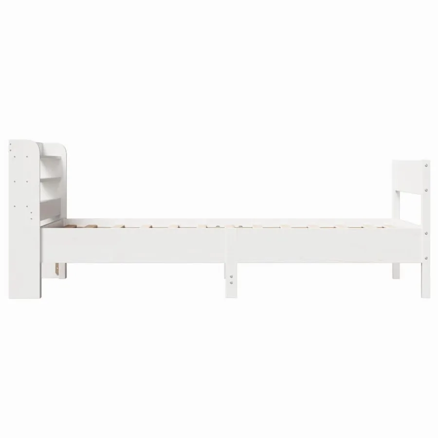 Cadre de lit sans matelas blanc 90x190 cm bois de pin massif - 5