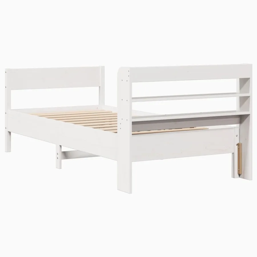 Cadre de lit sans matelas blanc 90x190 cm bois de pin massif - 6