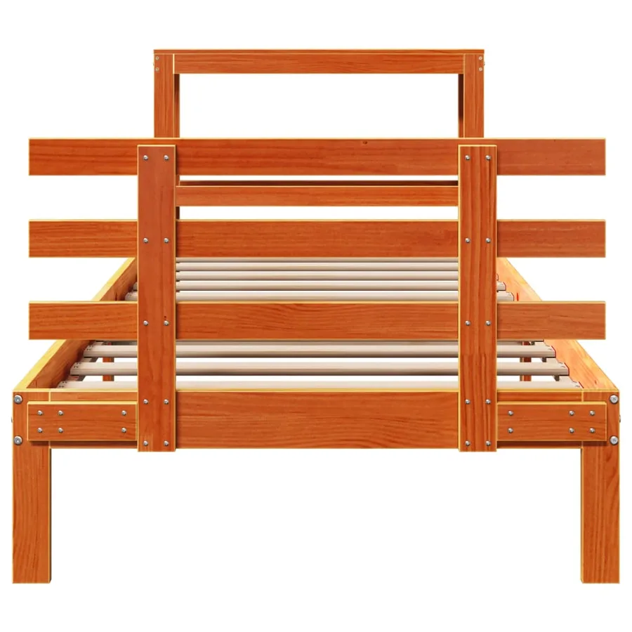 Cadre de lit et tête de lit sans matelas cire marron 100x200 cm - 5