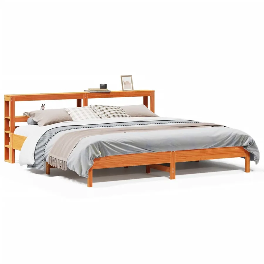 Cadre de lit sans matelas cire marron 180x200cm bois pin massif - 2