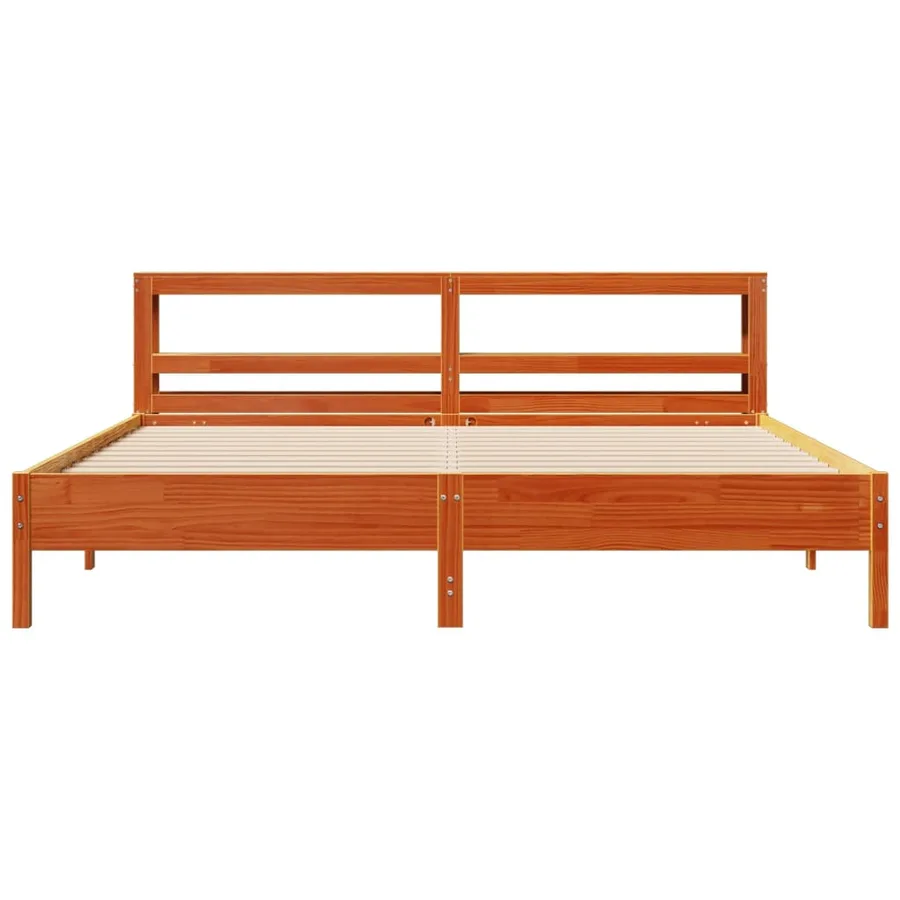 Cadre de lit sans matelas cire marron 180x200cm bois pin massif - 4