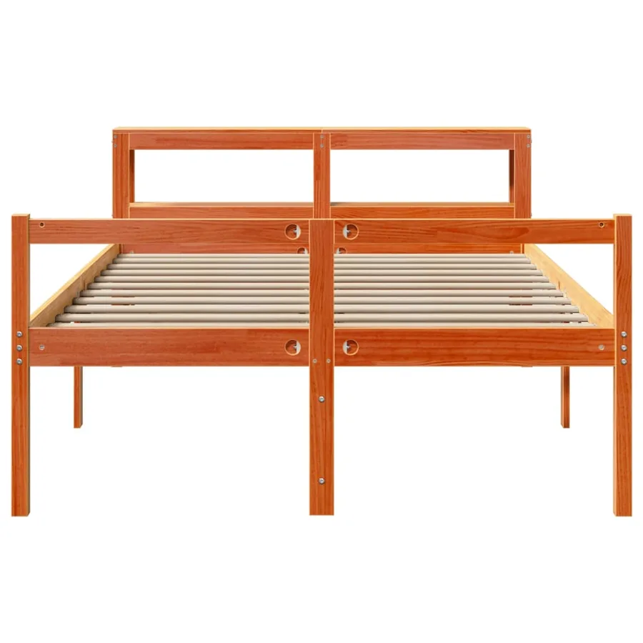 Cadre de lit et tête de lit sans matelas cire marron 150x200 cm - 4