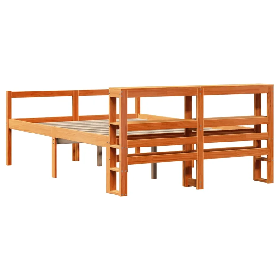 Cadre de lit et tête de lit sans matelas cire marron 150x200 cm - 6