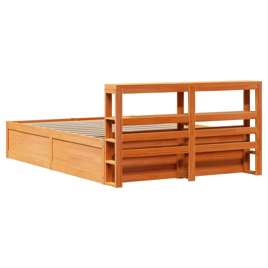 Cadre de lit et tête de lit cire marron 150x200 cm bois de pin - 8